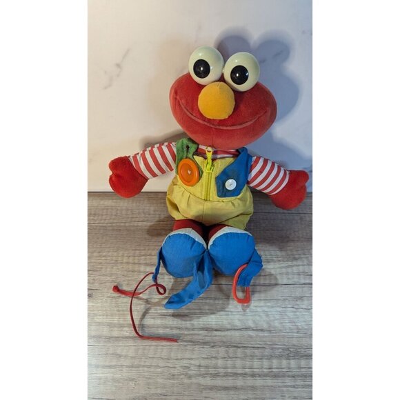 Playskool Dress Me Up Elmo Vintage 1993 Button Zip Tie Buckle Snap Sesame Stree - Picture 1 of 8